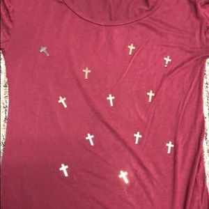 Burgundy Cross T-Shirt